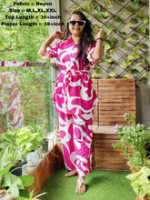 Stylish Pink & White Printed Rayon Co-Ord Set for Women